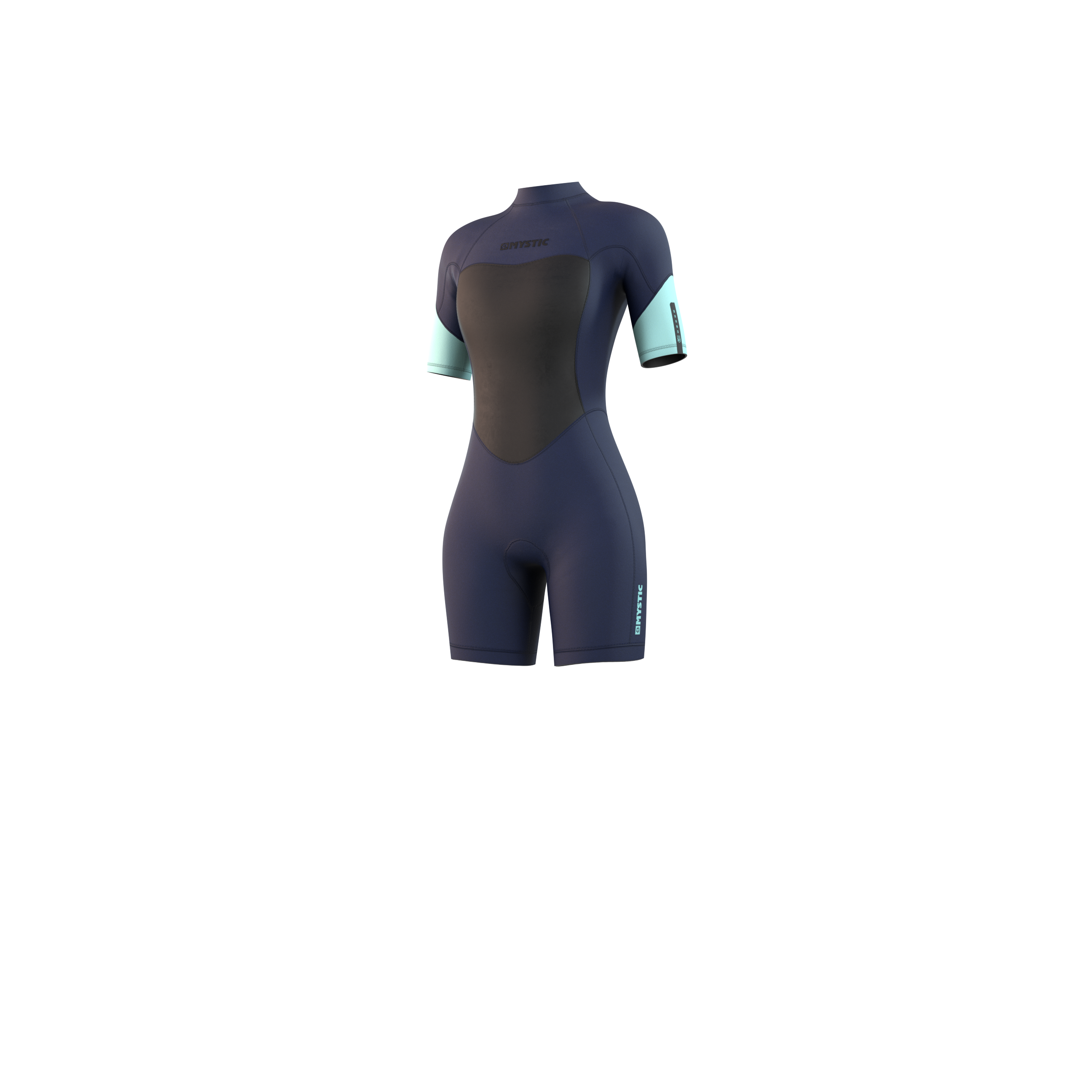 Mystic Brand Shorty 3/2mm Bzip Flatlock Women blue, front view
