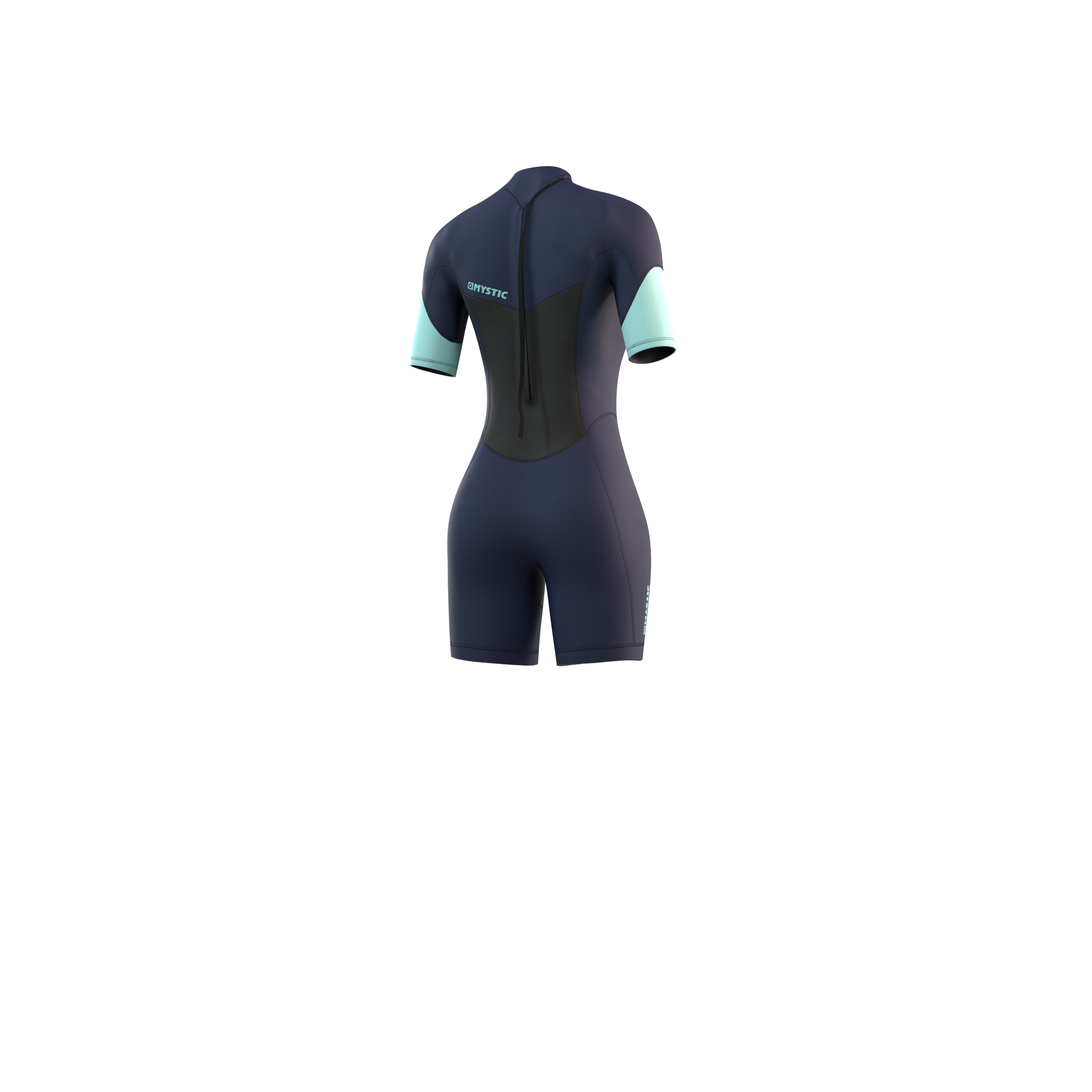 Mystic Brand Shorty 3/2mm Bzip Flatlock Women blue, back view