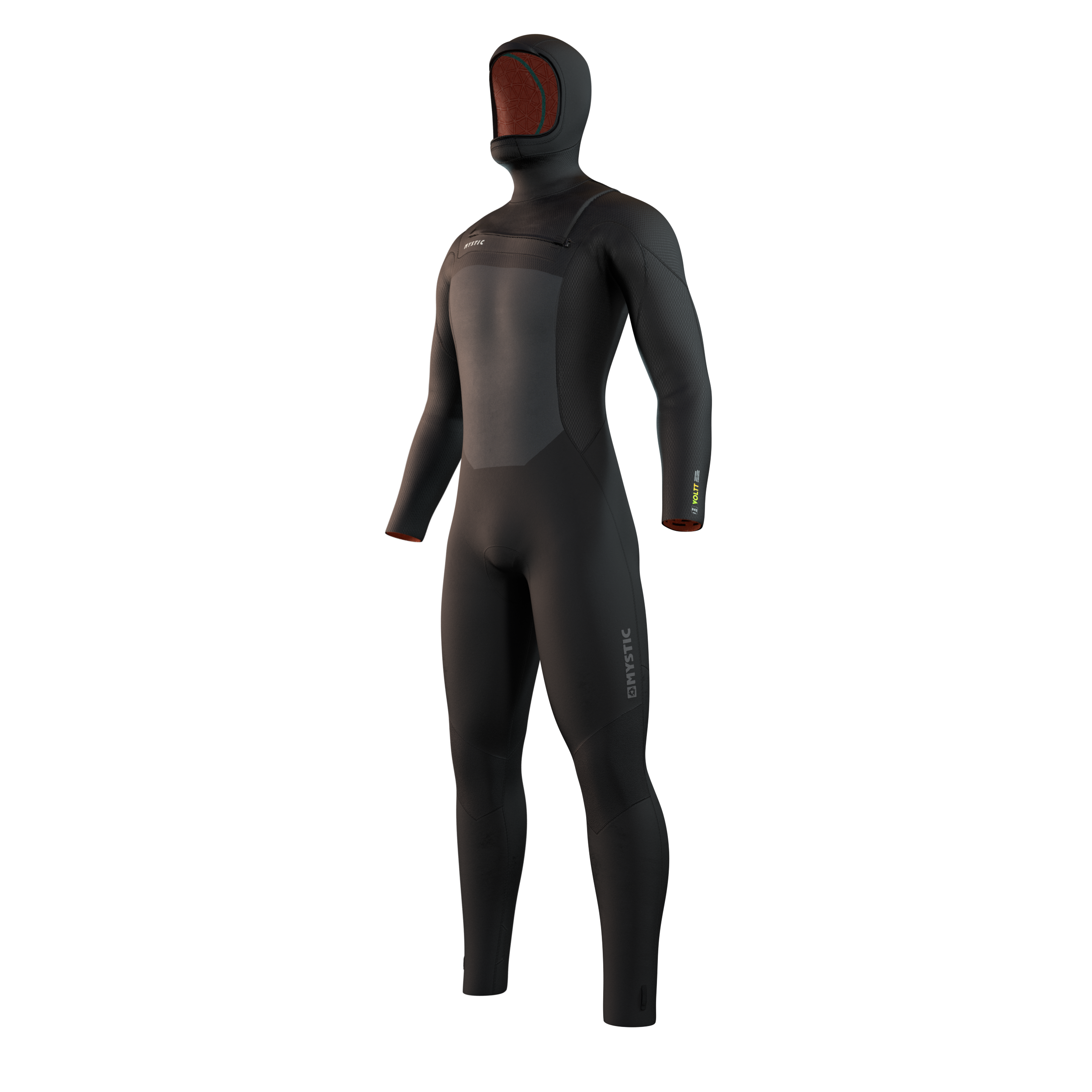 Mystic Voltt Hooded Fullsuit 6/4/3mm Fzip black,  front view