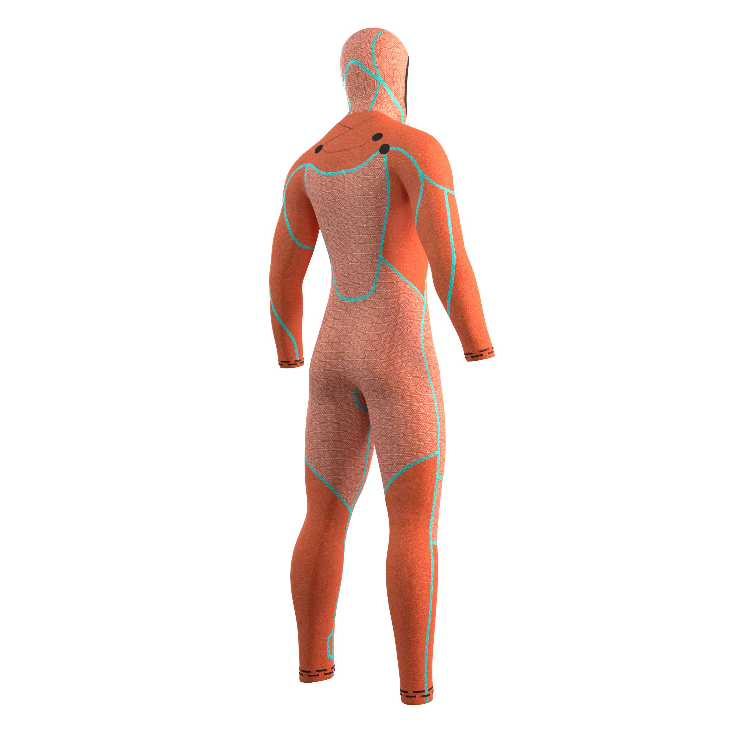 Mystic Voltt Hooded Fullsuit 6/4/3mm Fzip orange, back view