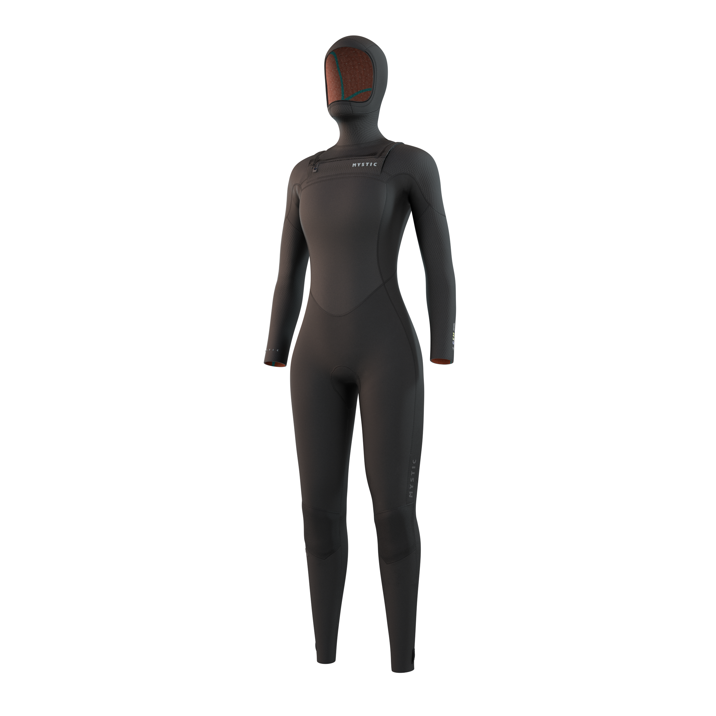 Mystic Gem Hooded Fullsuit 6/4/3mm DFzip Women Black, front view