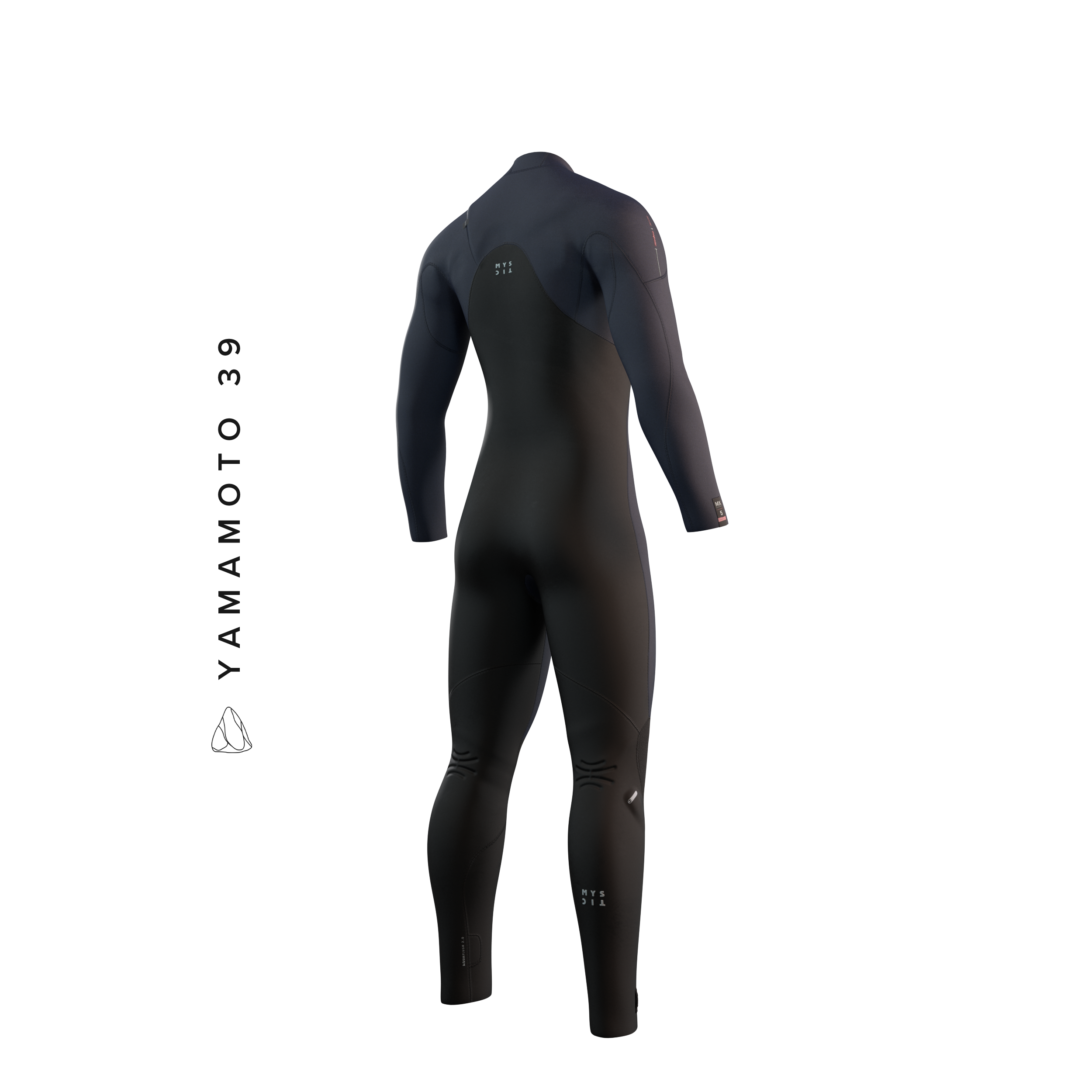 Mystic Majestic Fullsuit 5/4mm Fzip 2023 blue, back view