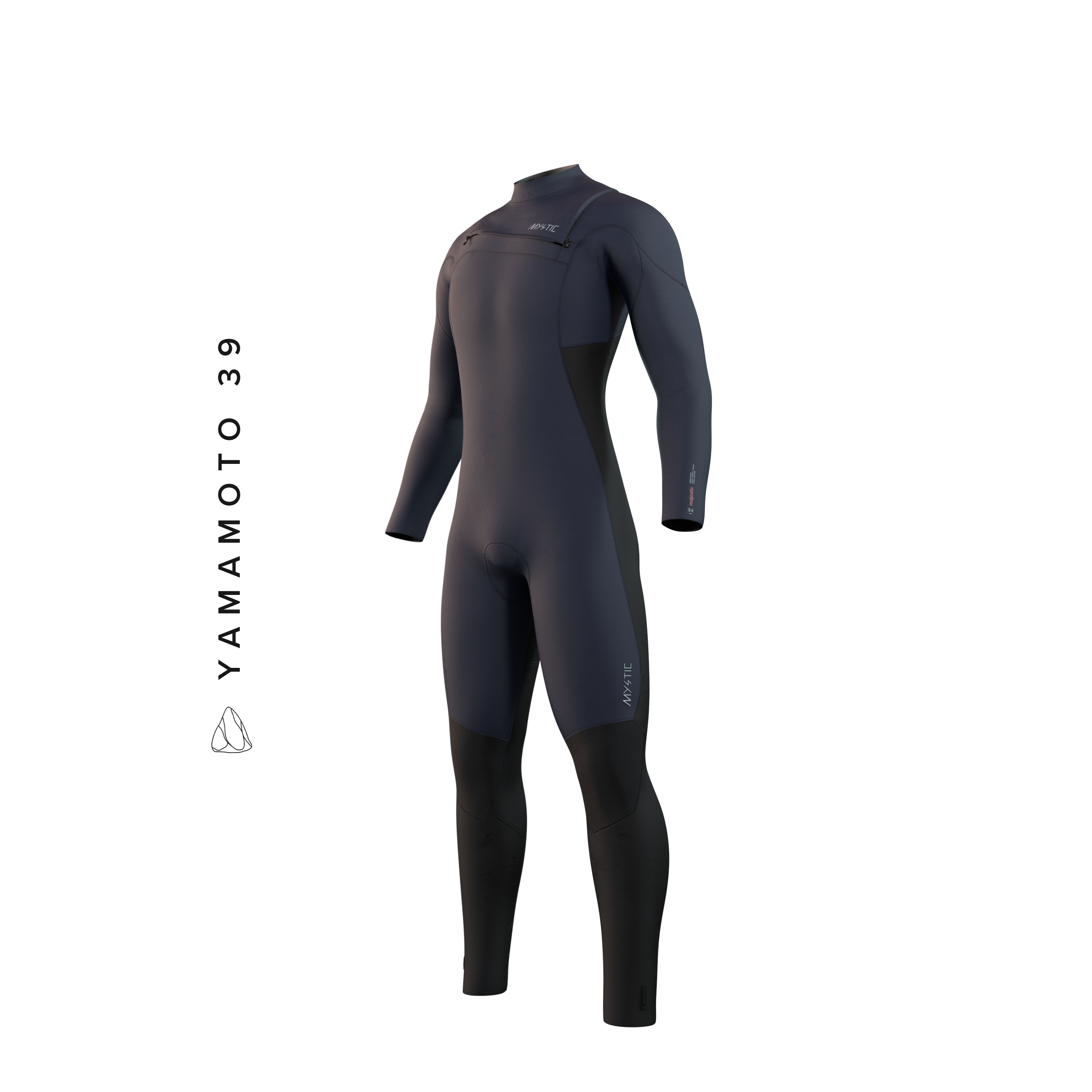 Mystic Majestic Fullsuit 5/4mm Fzip 2023 blue, front view