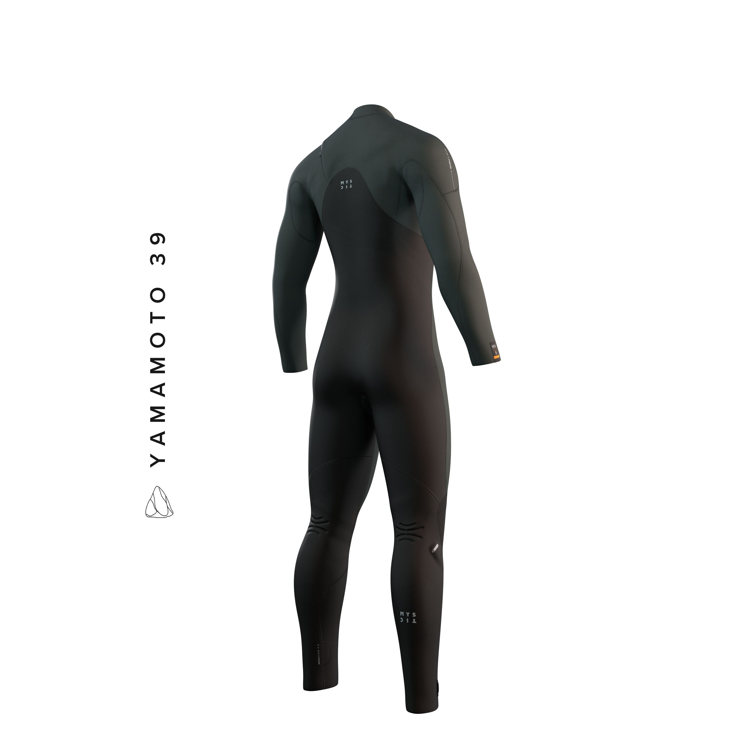Mystic Majestic Fullsuit 5/4mm Fzip 2023 green, back view