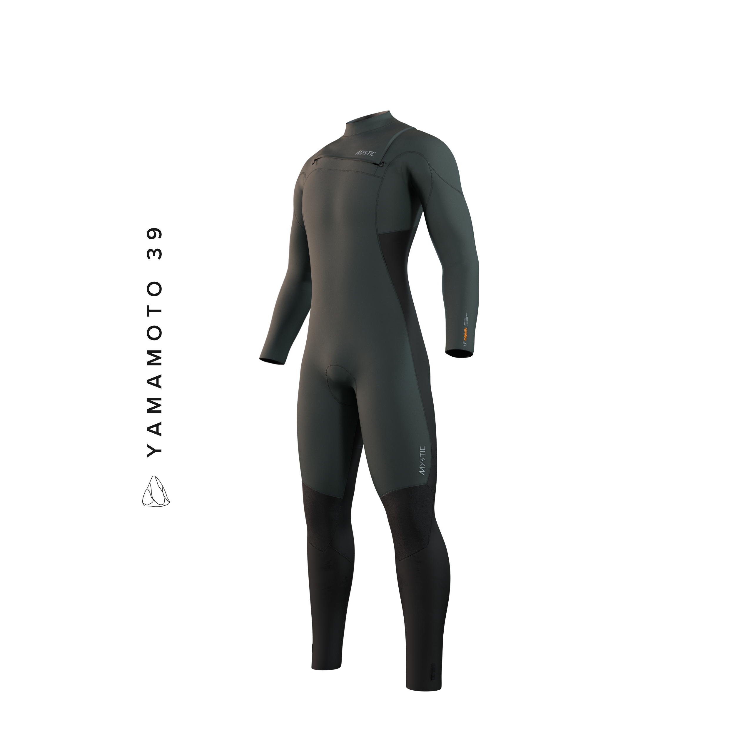 Mystic Majestic Fullsuit 5/4mm Fzip 2023 green, front view