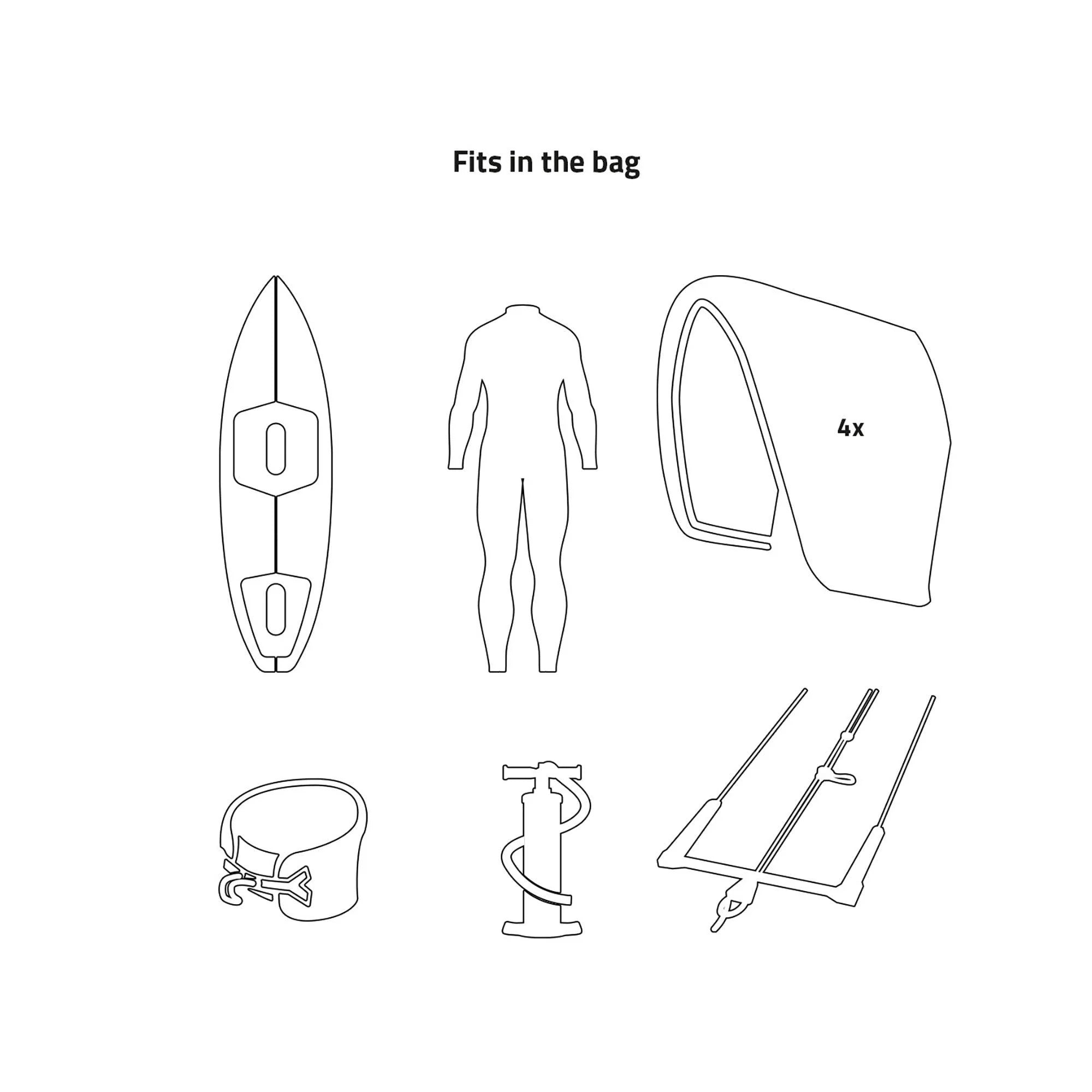 Kitesurf Boardbag Golf Ultralight Grau/Weiß