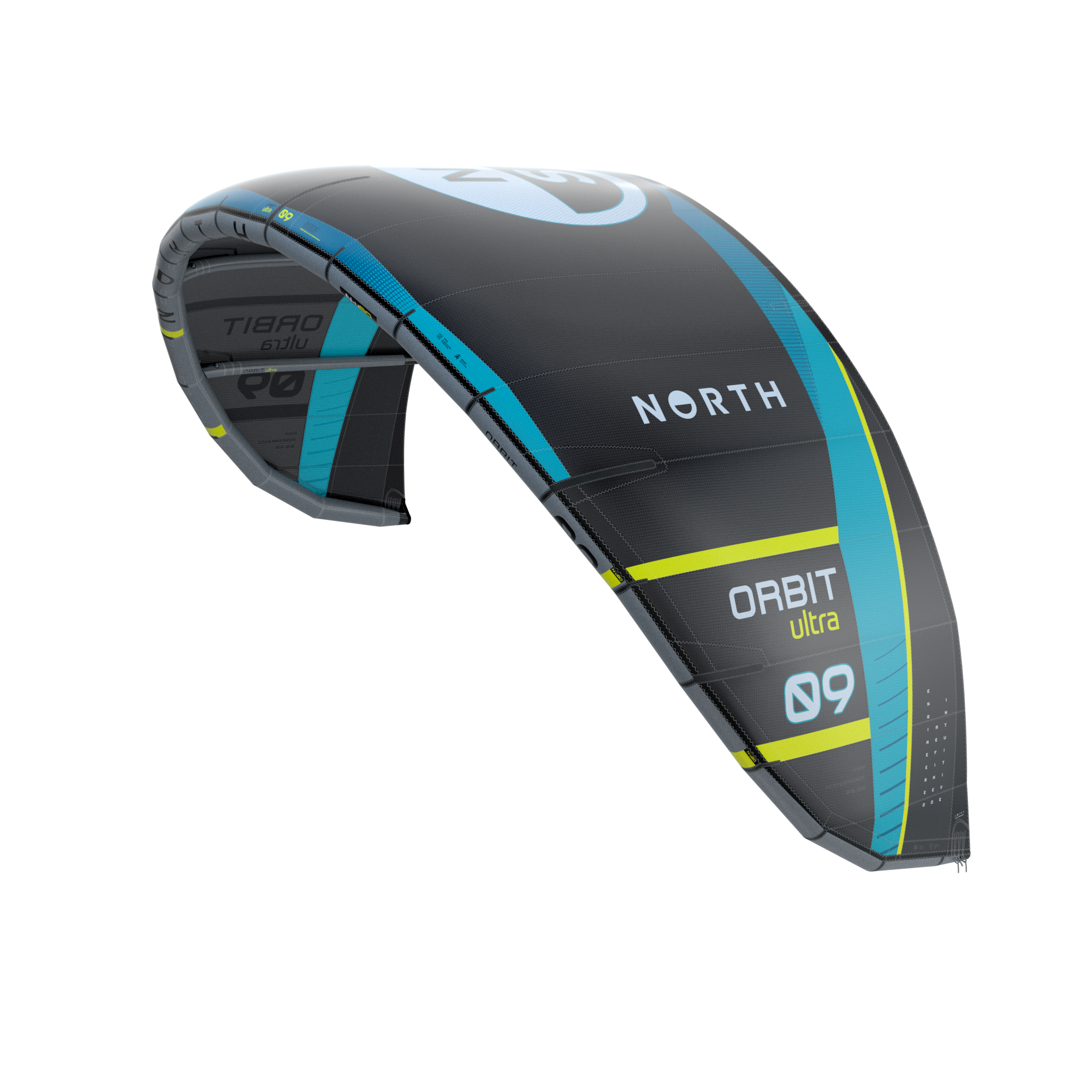 North Orbit Ultra 2026 kite in Black, 3/4-aanzicht
