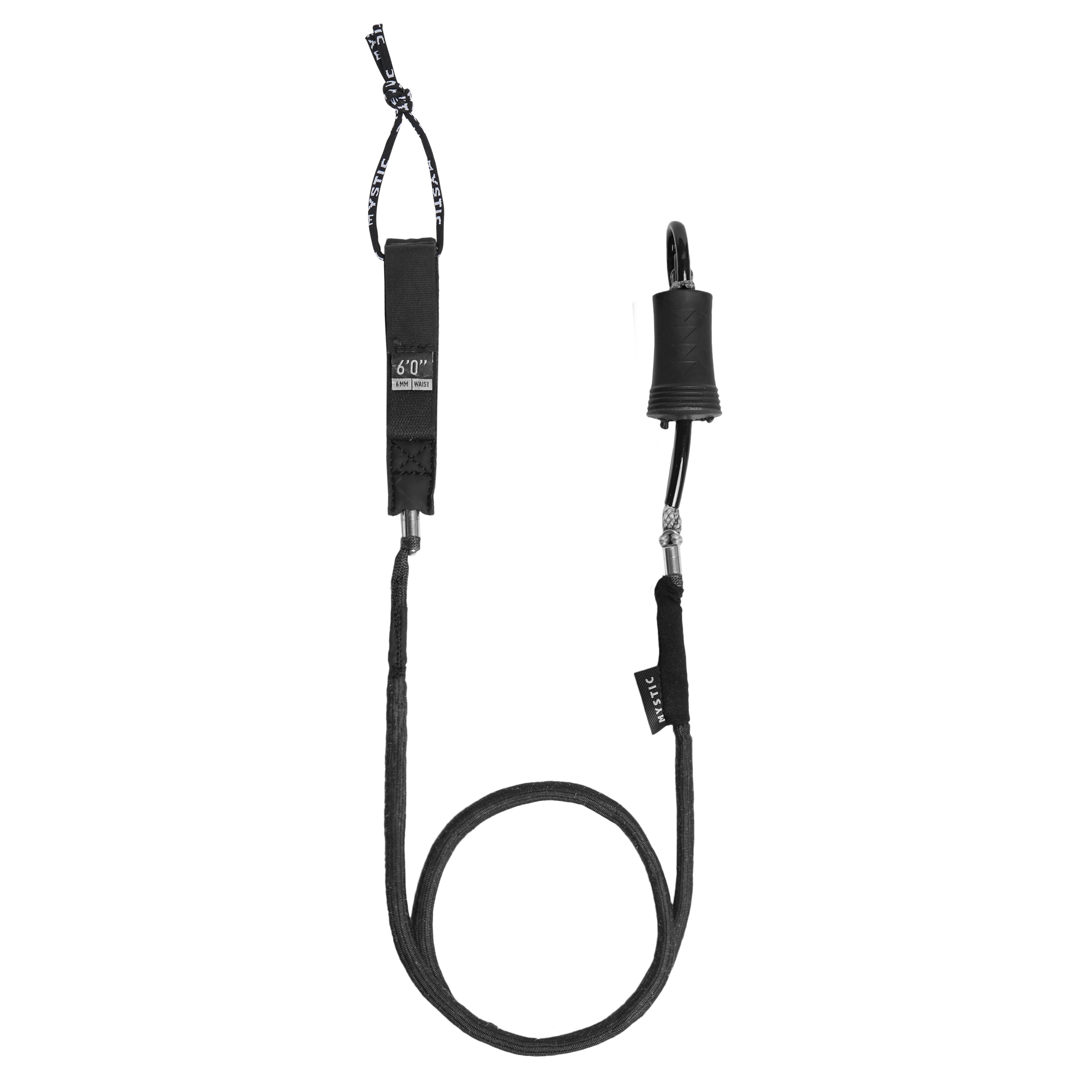 Mystic Wing Boardleash Waist Dyneema, detail maatlabel en quick release