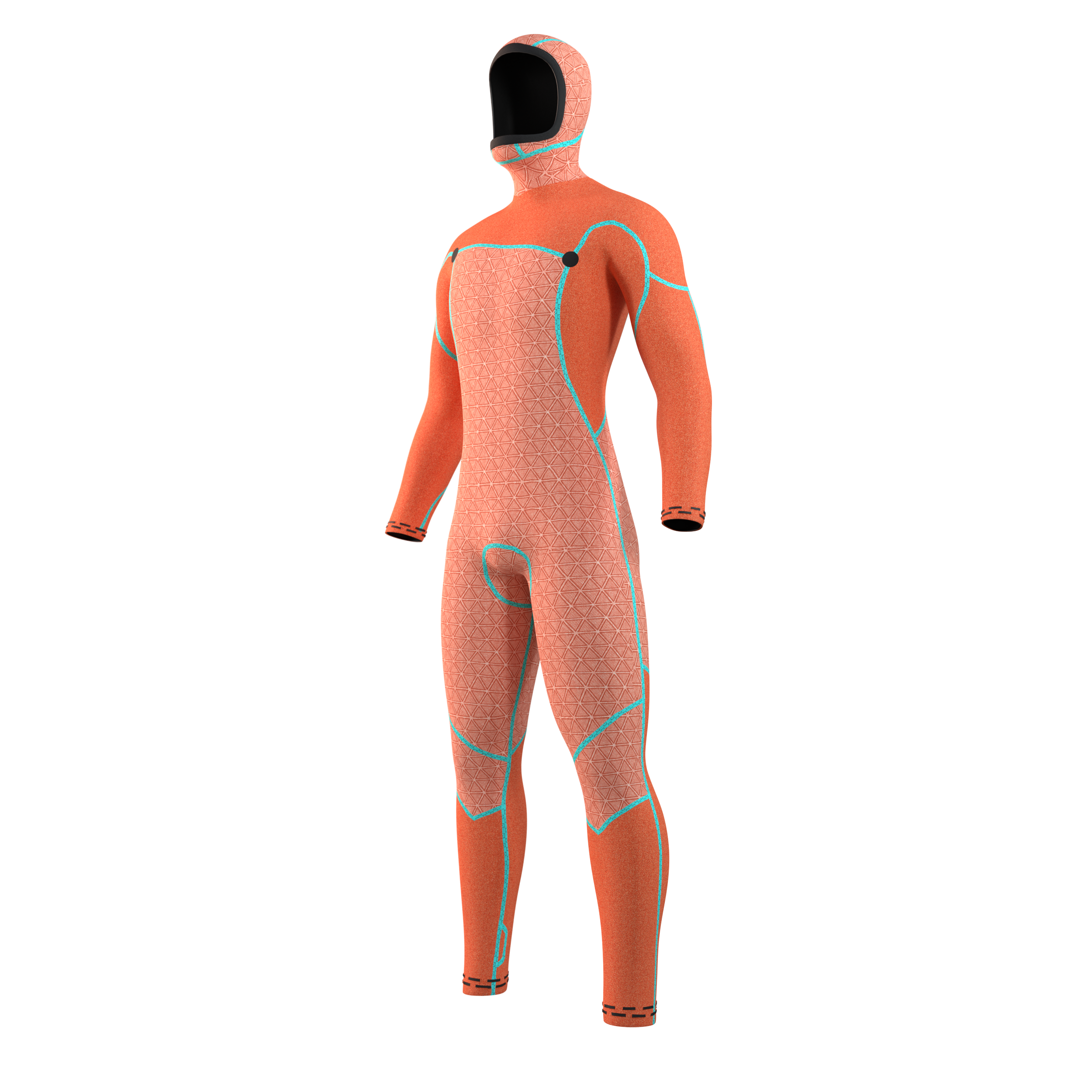 Mystic Voltt Hooded Fullsuit 6/4/3mm Fzip orange, front view