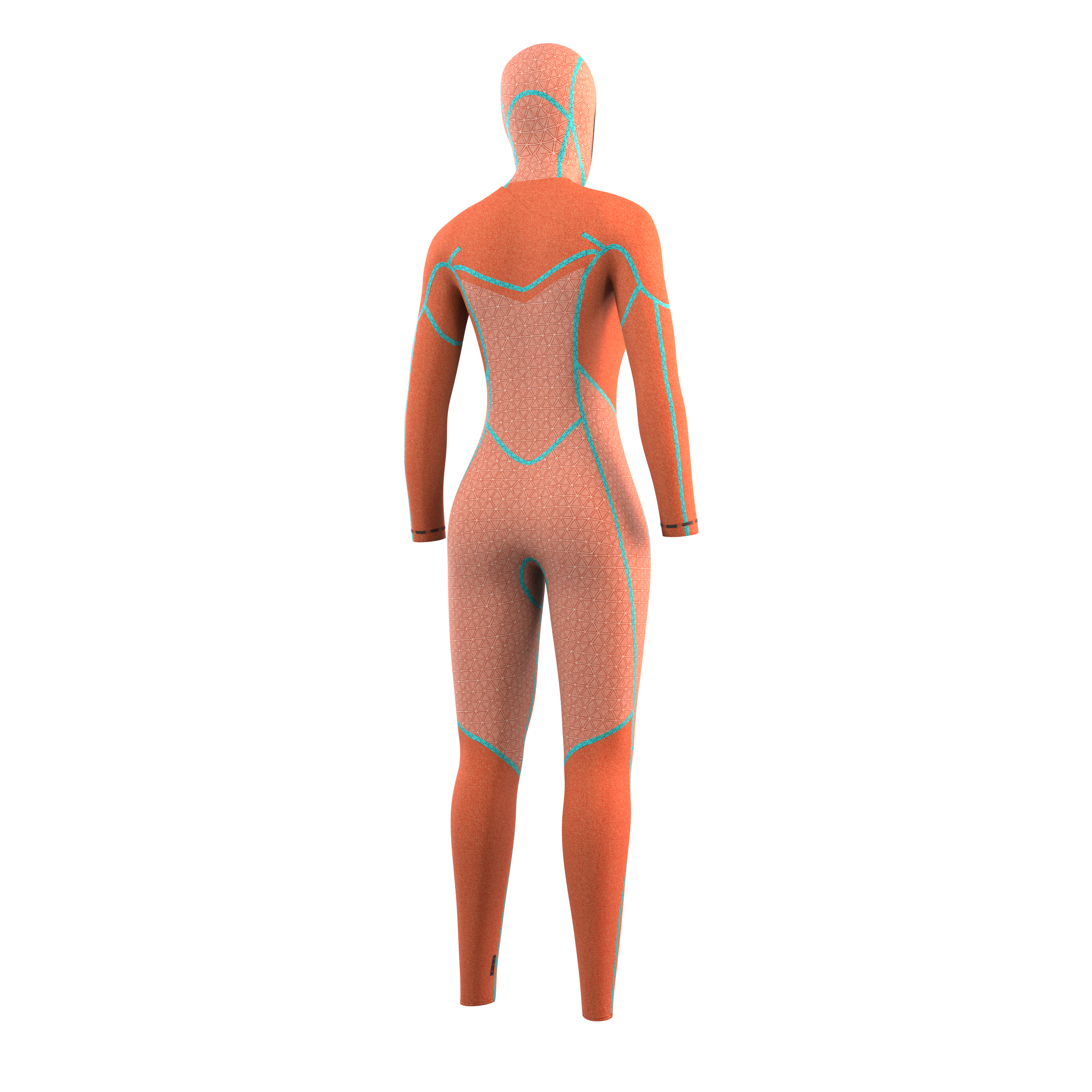 Mystic Gem Hooded Fullsuit 6/4/3mm DFzip Women orange, back view