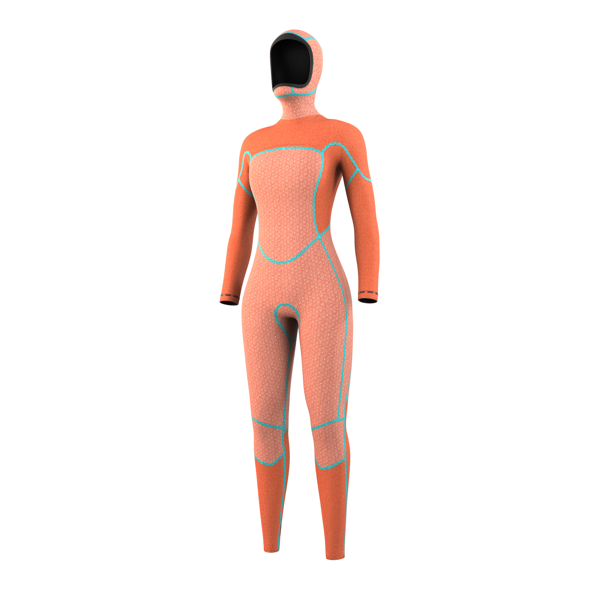 Mystic Gem Hooded Fullsuit 6/4/3mm DFzip Women orange, front view