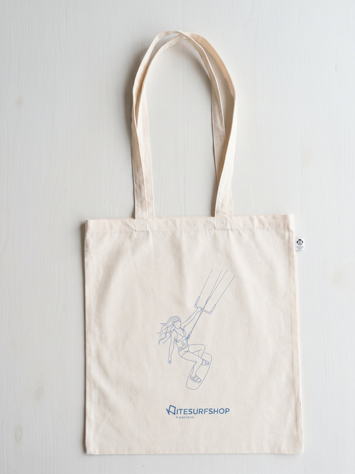 Kitesurfshop Totebag met kite-illustratie en logo